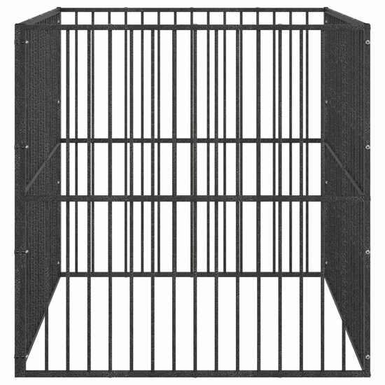 Hondenkennel 4 panelen gepoedercoat staal zwart 4