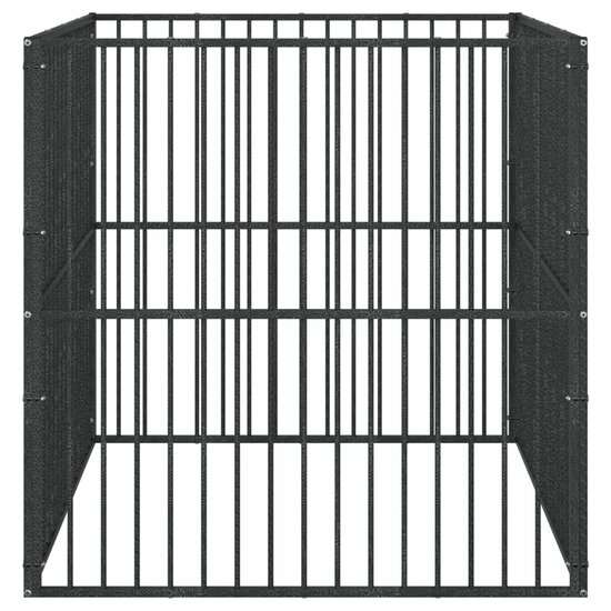 Hondenkennel 4 panelen gepoedercoat staal zwart 5