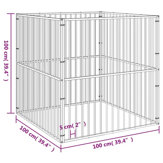 Hondenkennel 4 panelen gepoedercoat staal zwart 8