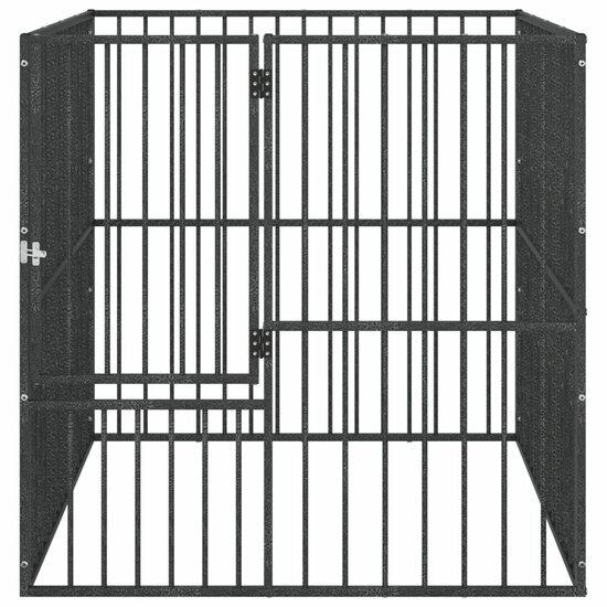 Hondenkennel 4 panelen gepoedercoat staal zwart 5