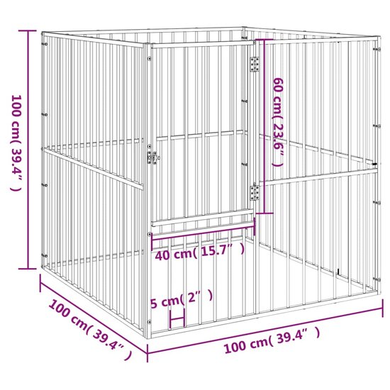 Hondenkennel 4 panelen gepoedercoat staal zwart 9