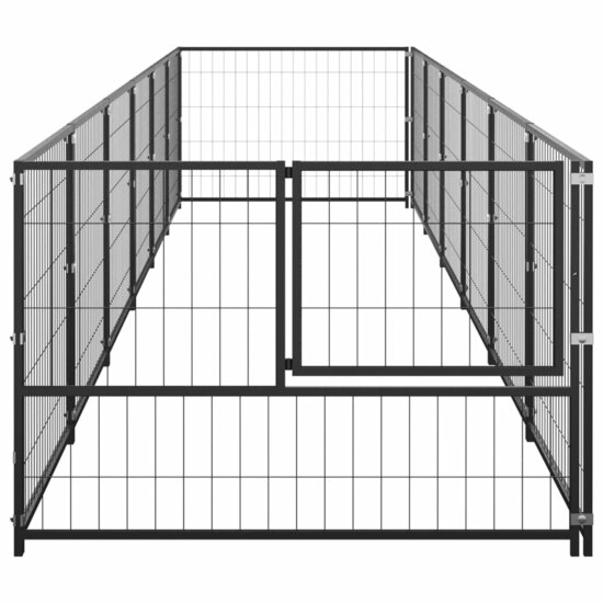 Hondenkennel 6 m&sup2; staal zwart 3