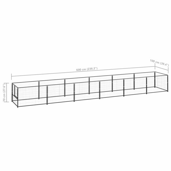 Hondenkennel 6 m&sup2; staal zwart 6