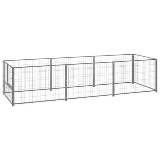 Hondenkennel 3 m&sup2; staal zilverkleurig 1