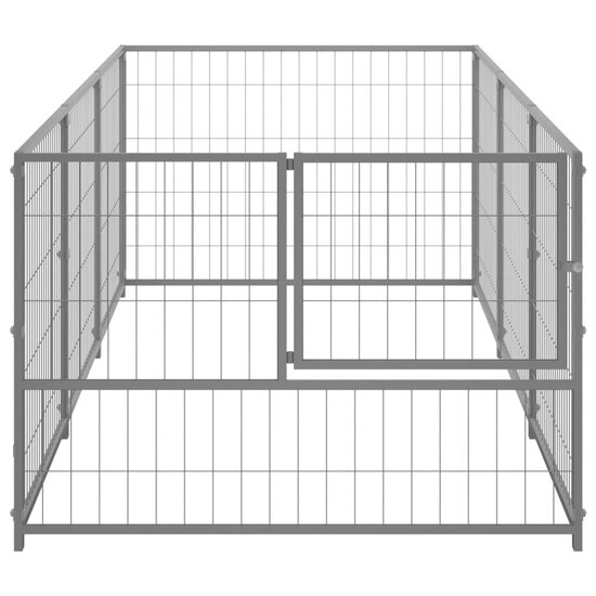 Hondenkennel 3 m&sup2; staal zilverkleurig 3