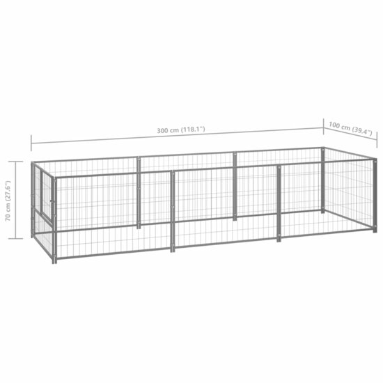 Hondenkennel 3 m&sup2; staal zilverkleurig 6