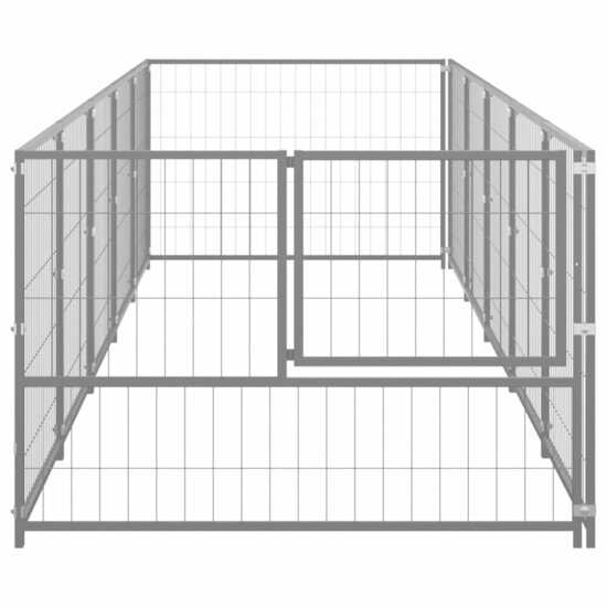 Hondenkennel 5 m&sup2; staal zilverkleurig 3