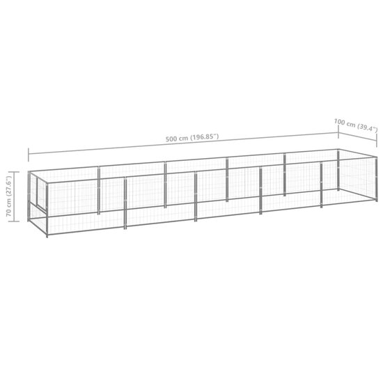 Hondenkennel 5 m&sup2; staal zilverkleurig 6