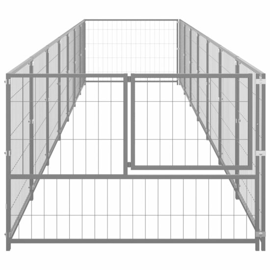 Hondenkennel 7 m&sup2; staal zilverkleurig 3