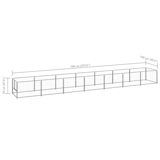 Hondenkennel 7 m&sup2; staal zilverkleurig 6