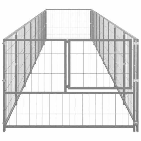 Hondenkennel 8 m&sup2; staal zilverkleurig 3