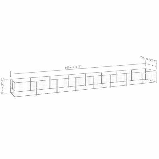 Hondenkennel 8 m&sup2; staal zilverkleurig 6