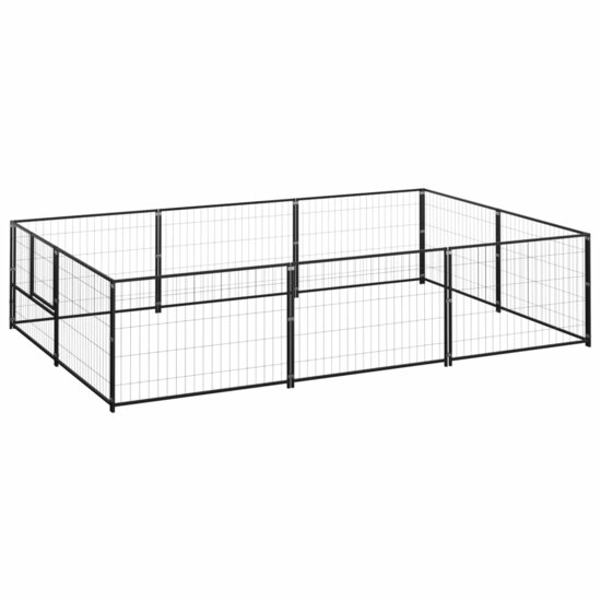 Hondenkennel 6 m&sup2; staal zwart 1