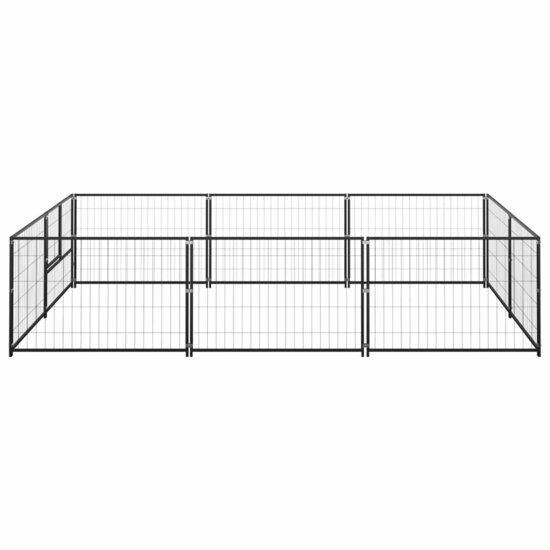 Hondenkennel 6 m&sup2; staal zwart 2