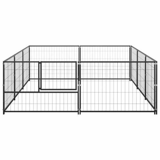 Hondenkennel 6 m&sup2; staal zwart 3