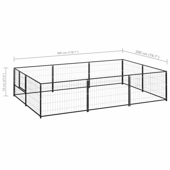 Hondenkennel 6 m&sup2; staal zwart 6