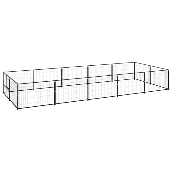 Hondenkennel 10 m&sup2; staal zwart 1