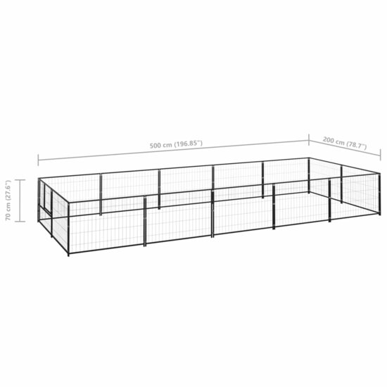 Hondenkennel 10 m&sup2; staal zwart 6