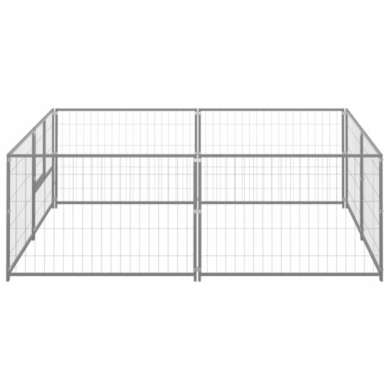 Hondenkennel 4 m&sup2; staal zilverkleurig 2