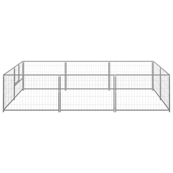 Hondenkennel 6 m&sup2; staal zilverkleurig 2