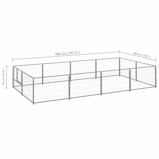 Hondenkennel 8 m&sup2; staal zilverkleurig 6