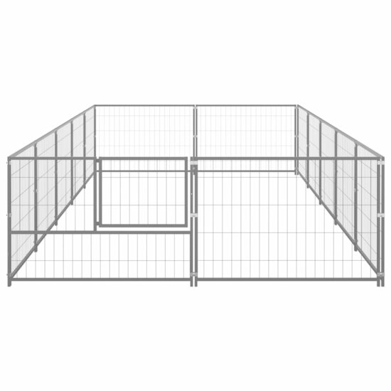 Hondenkennel 10 m&sup2; staal zilverkleurig 3