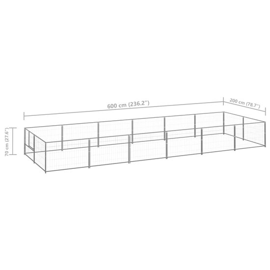 Hondenkennel 12 m&sup2; staal zilverkleurig 6