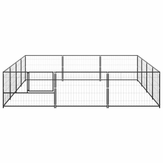 Hondenkennel 12 m&sup2; staal zwart 3