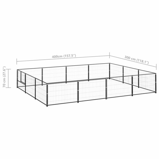 Hondenkennel 12 m&sup2; staal zwart 6