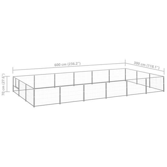 Hondenkennel 18 m&sup2; staal zilverkleurig 6