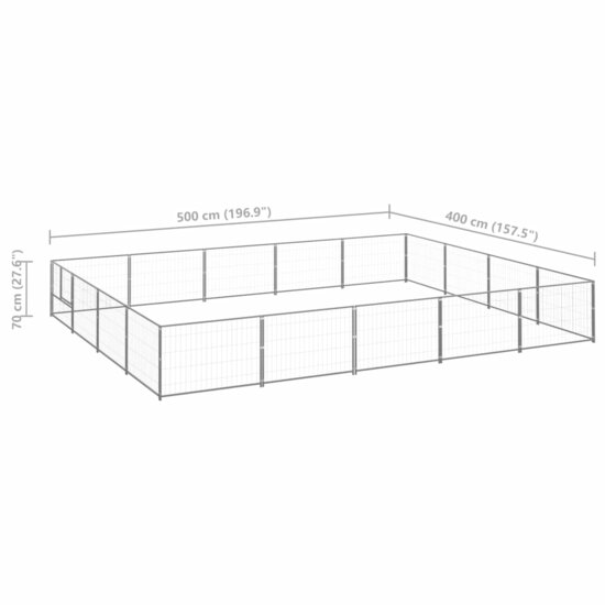 Hondenkennel 20 m&sup2; staal zilverkleurig 6