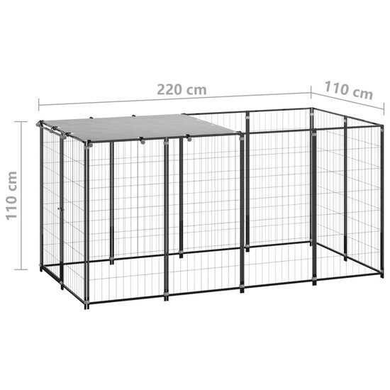 Hondenkennel 2,42 m&sup2; staal zwart   6