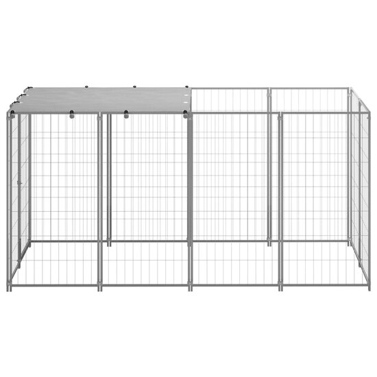 Hondenkennel 2,42 m&sup2; staal zilverkleurig   2