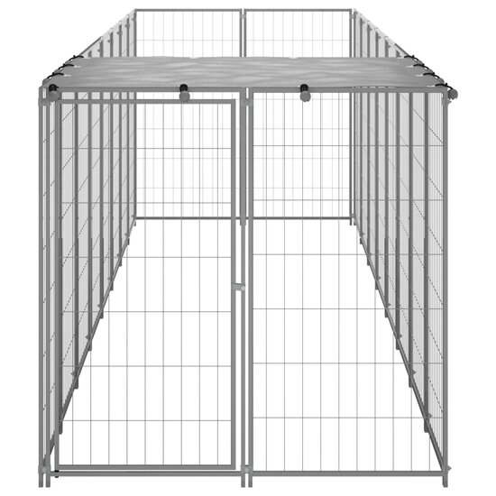 Hondenkennel 4,84 m&sup2; staal zilverkleurig   3