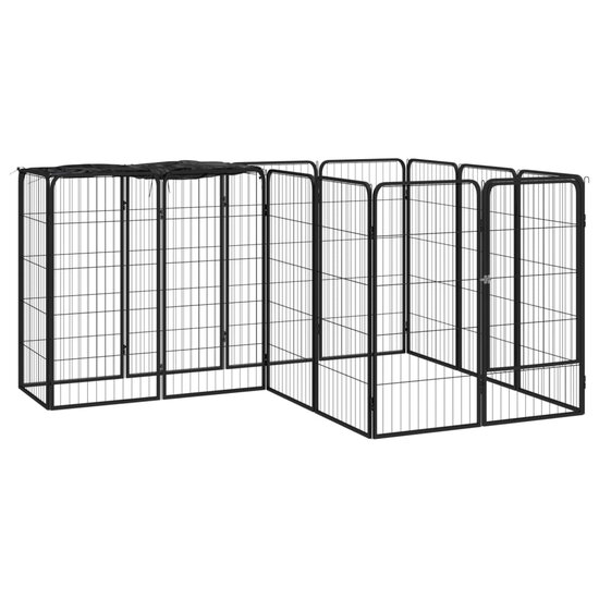 Hondenkennel 14 panelen 50 x 100 cm gepoedercoat staal zwart 1