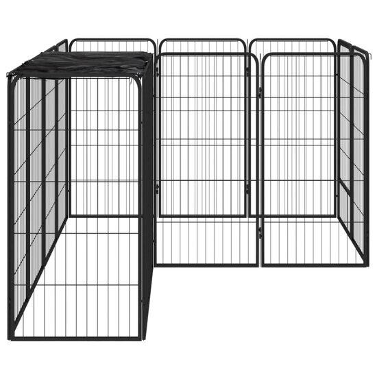 Hondenkennel 14 panelen 50 x 100 cm gepoedercoat staal zwart 3