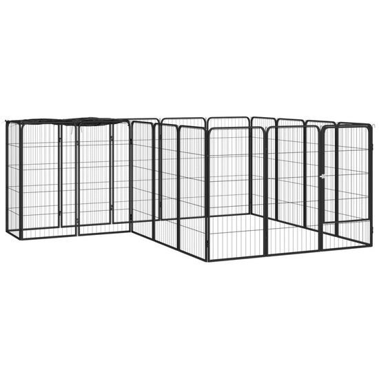 Hondenkennel 18 panelen 50 x 100 cm gepoedercoat staal zwart 1