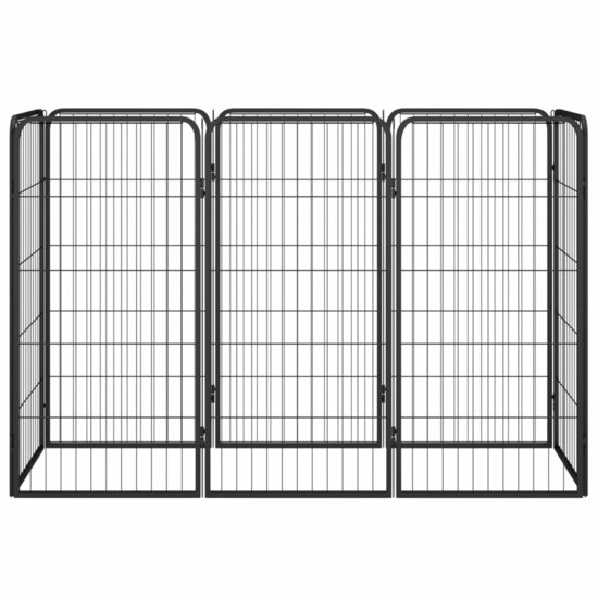 Hondenkennel 8 panelen 50x100 cm gepoedercoat staal zwart 2