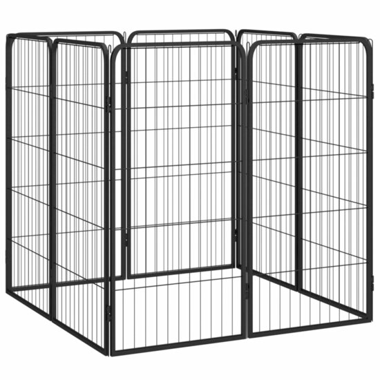 Hondenkennel 8 panelen 50x100 cm gepoedercoat staal zwart 3