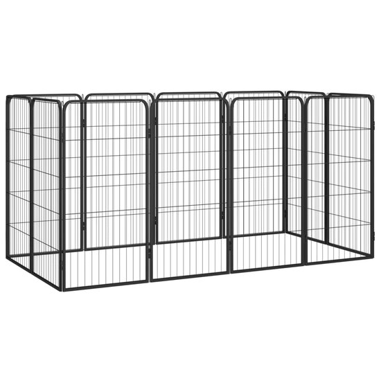 Hondenkennel 12 panelen 50 x 100 cm gepoedercoat staal zwart 1