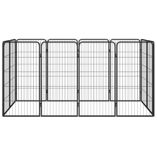 Hondenkennel 12 panelen 50 x 100 cm gepoedercoat staal zwart 2