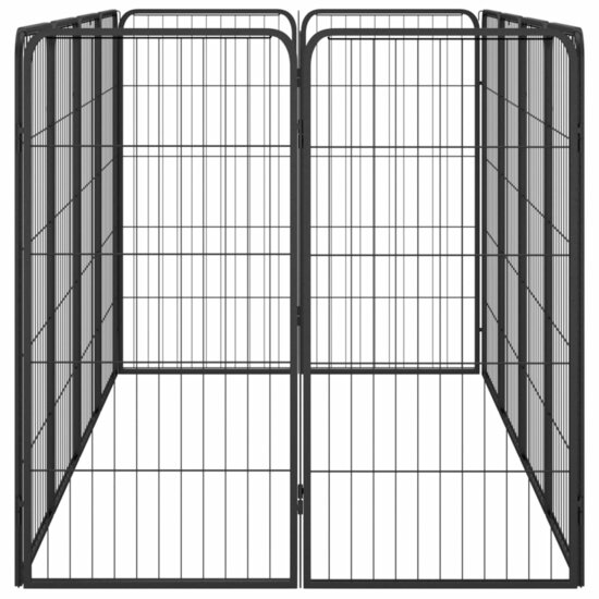 Hondenkennel 12 panelen 50 x 100 cm gepoedercoat staal zwart 4