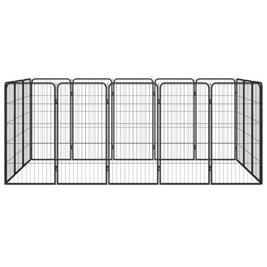 Hondenkennel 16 panelen 50 x 100 cm gepoedercoat staal zwart 2