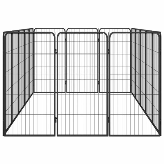 Hondenkennel 16 panelen 50 x 100 cm gepoedercoat staal zwart 4