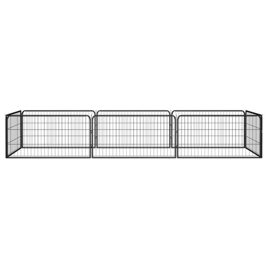 Hondenkennel 8 panelen 100x50 cm gepoedercoat staal zwart 2