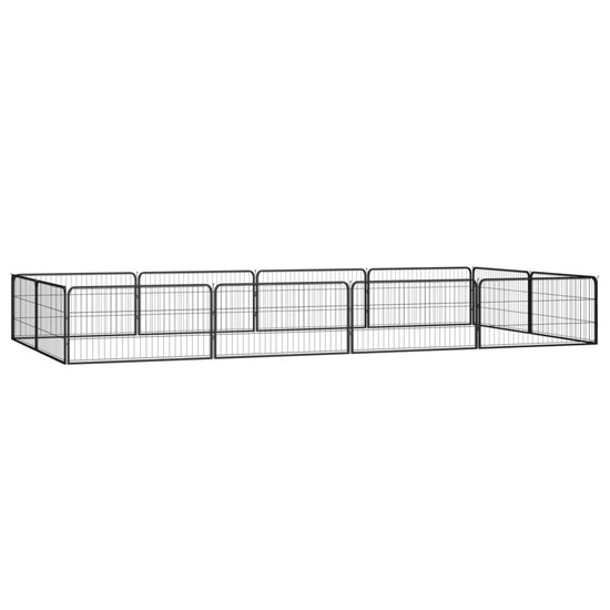 Hondenkennel 12 panelen 100x50 cm gepoedercoat staal zwart 1