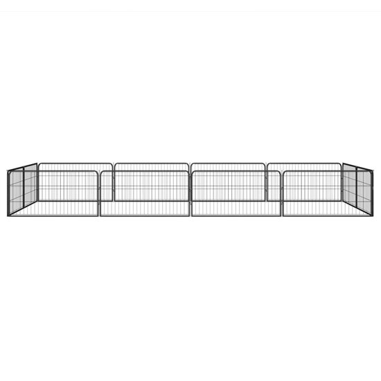 Hondenkennel 12 panelen 100x50 cm gepoedercoat staal zwart 2