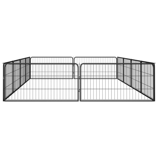 Hondenkennel 12 panelen 100x50 cm gepoedercoat staal zwart 4