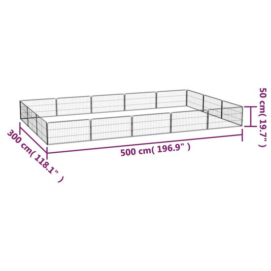 Hondenkennel 16 panelen 100x50 cm gepoedercoat staal zwart 7