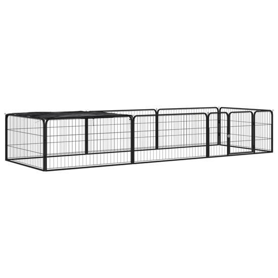 Hondenkennel 8 panelen 100x50 cm gepoedercoat staal zwart 1